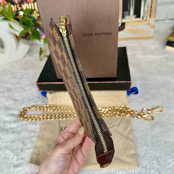 Louis Vuitton Damier Ebene Marais Bucket Bag PM Pouch Crossbody Bag RARE! - Picture 5 of 13